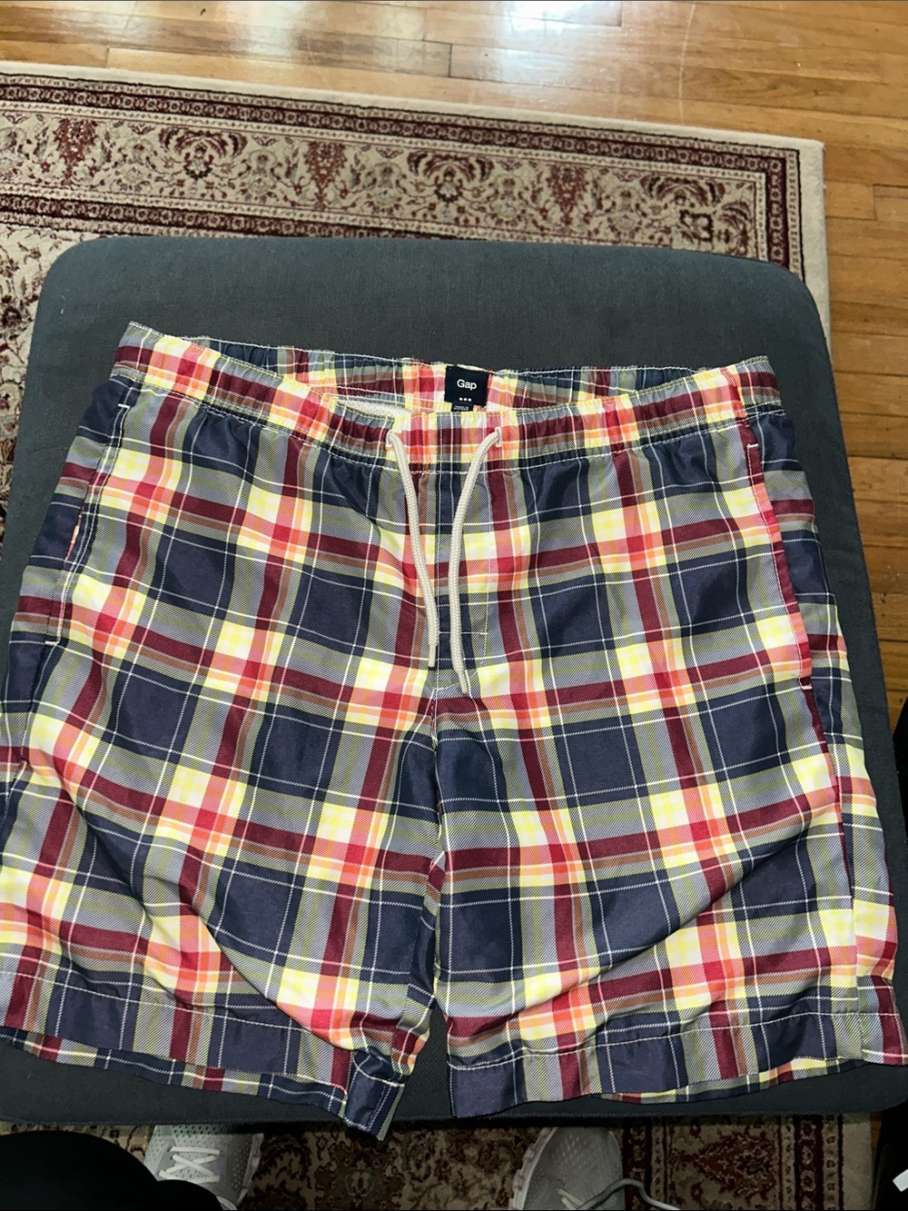 GAP Plaid Swim Shorts - Navy, Red, Yellow